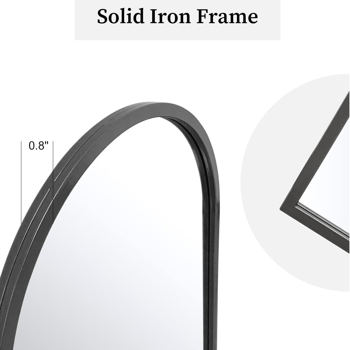 Bågformad Spegel i Svart Metall – 107x61cm