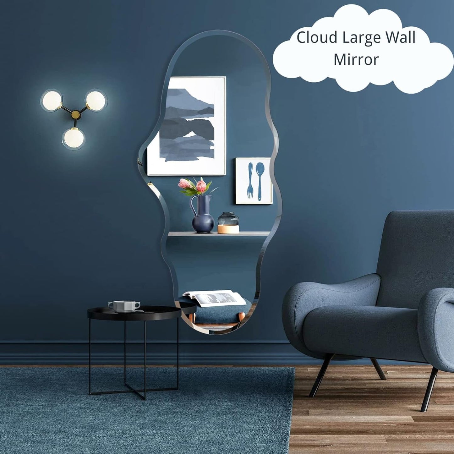 Asymmetrisk Spegel Ramlös – 50x85cm