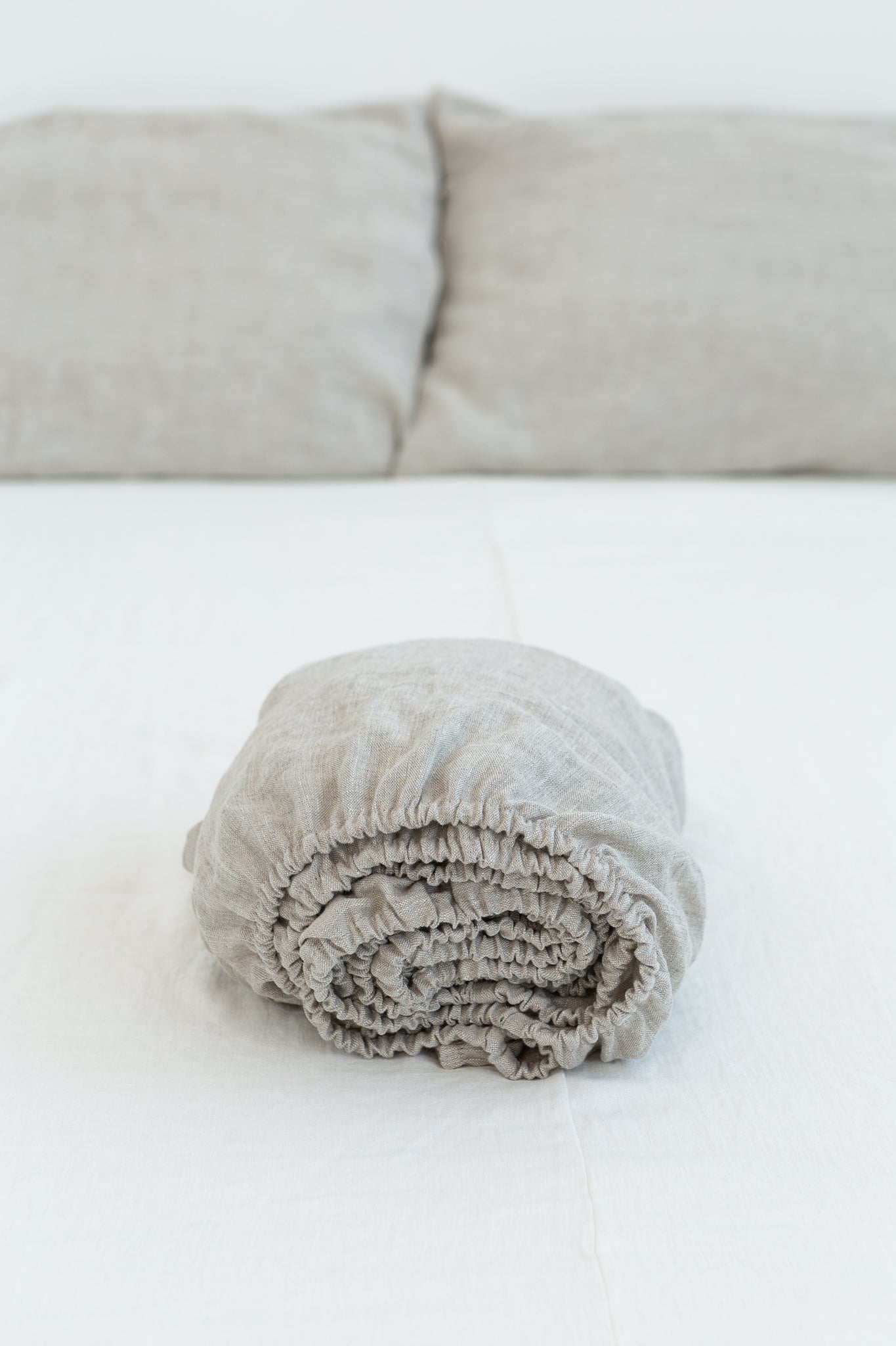 Sängkläder i Linne – Natural/Randig Beige (Vändbar)