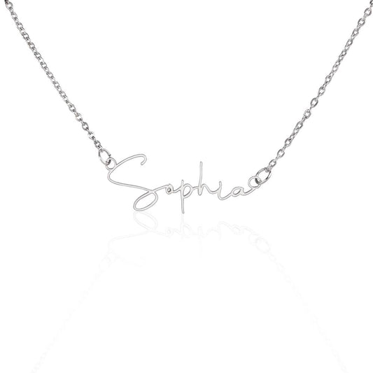 Namnhalsband med signaturens stil