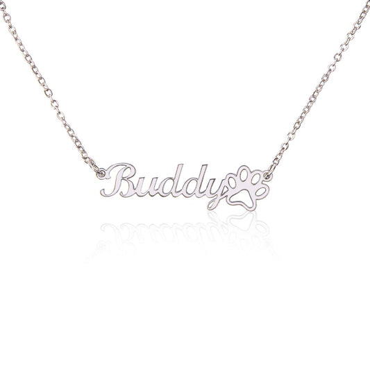 Klassiskt tassavtryck-halsband med namn