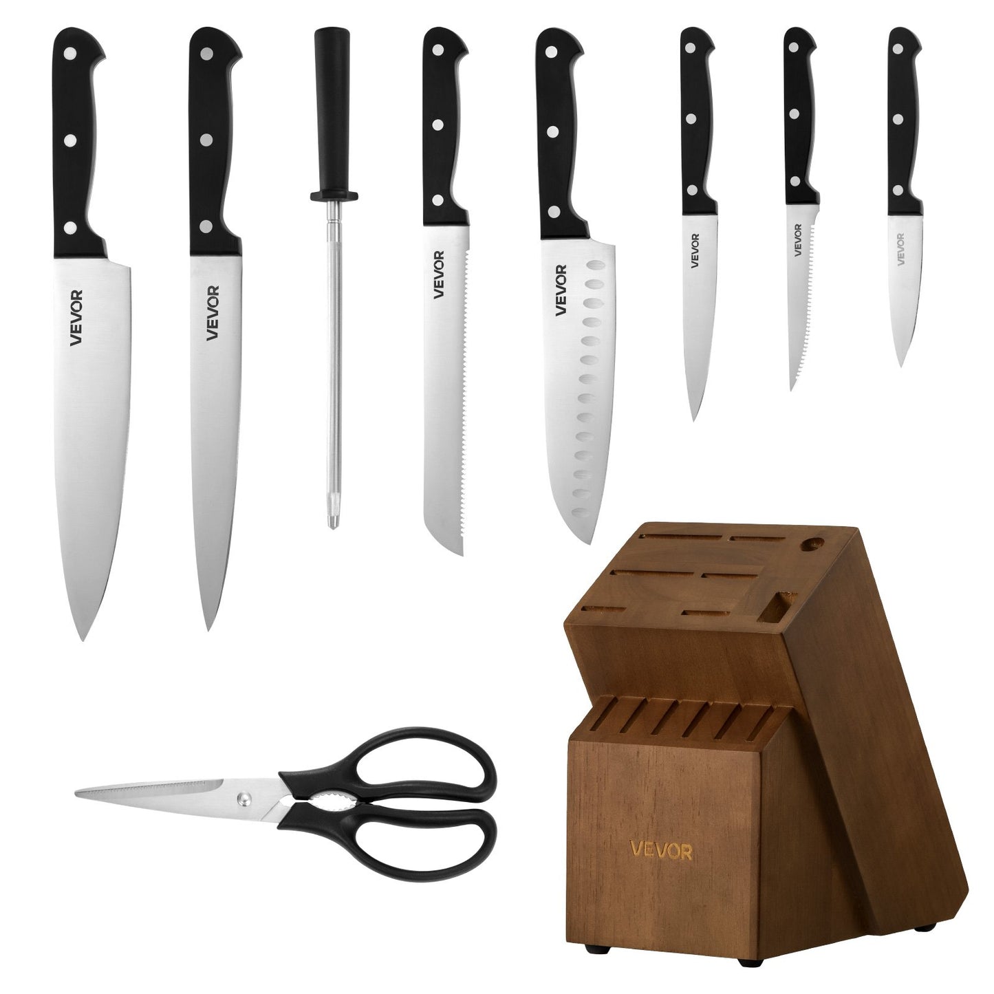 Knivset med Block och Slipare, 15 Delar